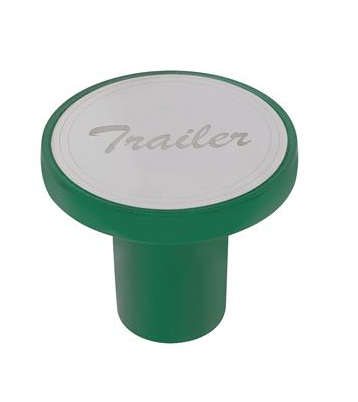 ''Trailer'' Aluminum Screw-On Air Valve Knob w/ Stainless Plaque - Emerald Green