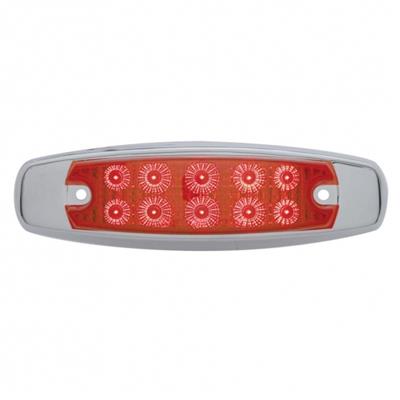 Truck City Chrome & Parts - 10 LED Reflector Rectangular Clearance/Marker Light - Red LED/Red Lens