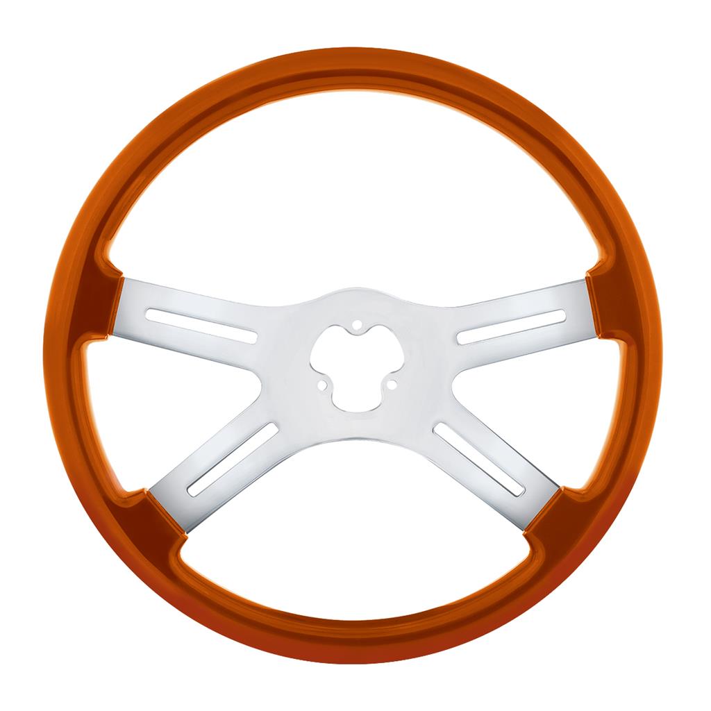 Truck City Chrome & Parts - 18" Vibrant Color 4 Spoke Steering Wheel - Cadmium Orange