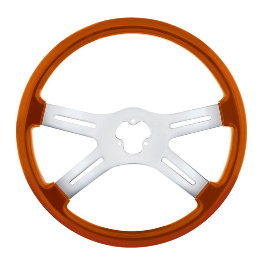 Truck City Chrome & Parts - 18" Vibrant Color 4 Spoke Steering Wheel - Cadmium Orange