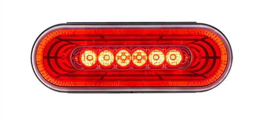 Truck City Chrome & Parts - 22 LED 6" Oval Abyss Light (Stop Turn & Tail) - Red LED/Clear Lens