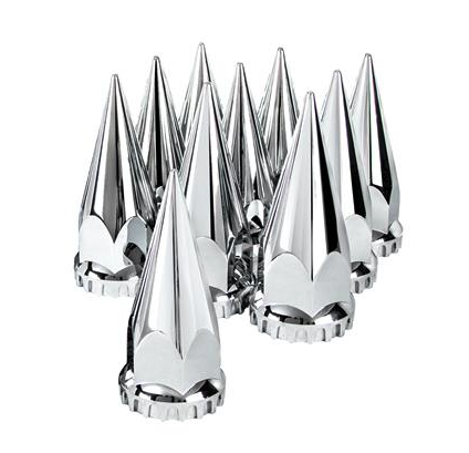 Truck City Chrome & Parts - 33mm X 4-3/4" Chrome Super Spike Nut Covers - Thread-On (Box of 10)