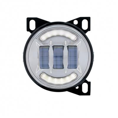 Truck City Chrome & Parts - 4 1/4 Chrome Round LED Fog Light with LED Position Light Bar
