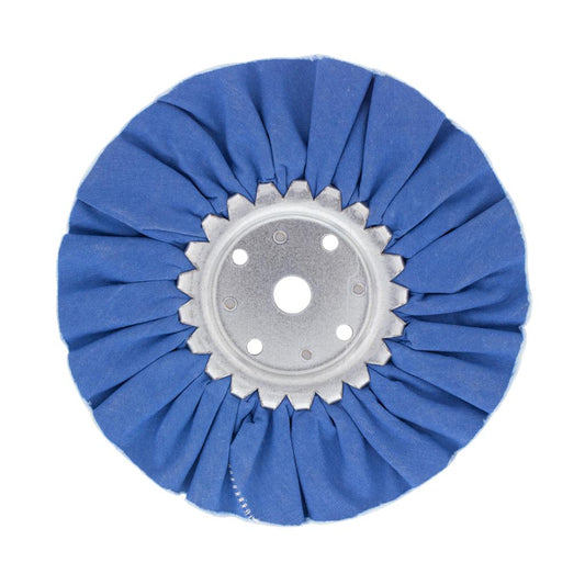 Truck City Chrome & Parts - 8" Blue Treated Airway Buff - 16 Ply 5/8" & 1/2" Arbor
