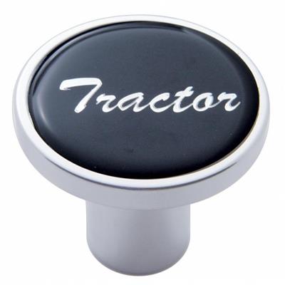Truck City Chrome & Parts - Chrome Air Valve Knob W/ Glossy "Tractor" Sticker - Black