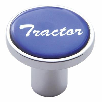Truck City Chrome & Parts - Chrome Air Valve Knob W/ Glossy "Tractor" Sticker - Blue