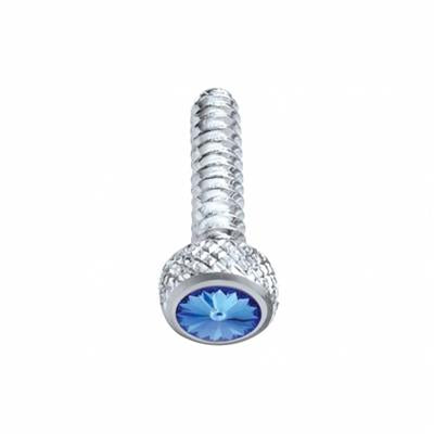 Truck City Chrome & Parts - Chrome Freightliner Short Dash Screw W/ Diamond - Blue (2-pack)