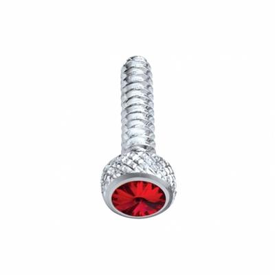 Truck City Chrome & Parts - Chrome Freightliner Short Dash Screw W/ Diamond - Red (2-pack)