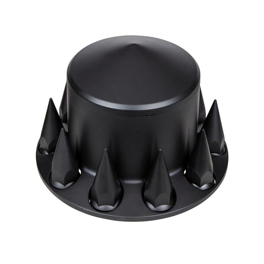 Truck City Chrome & Parts - Matte Black Pointed Rear Axle Cover w/ 33mm Spike Thread-on Nut Cover