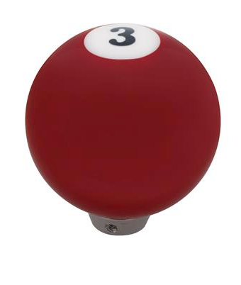 Truck City Chrome & Parts - Number 3 Pool Ball Gearshift Knob - Gloss Red