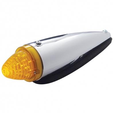 Truck City Chrome & Parts - Chrome Plastic 13 Amber Led Round Beehive Cab Light - Amber Lens