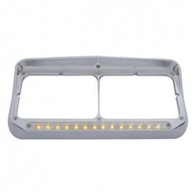Truck City Chrome & Parts - Chrome Plastic 14 Amber Led Rectangular Headlight Bezel W/ Visor