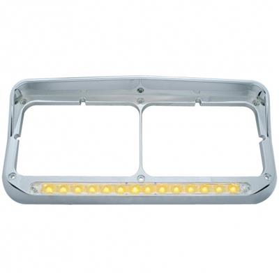 Truck City Chrome & Parts - Chrome Plastic 14 Amber Led Rectangular Headlight Bezel W/ Visor