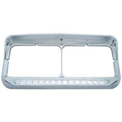 Truck City Chrome & Parts - Chrome Plastic 14 White Led Rectangular Dual Headlight Bezel W/ Visor