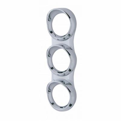 Truck City Chrome & Parts - Chrome Plastic 2006 + Peterbilt Vertical 3 Gauge Cluster Cover W/ Visor