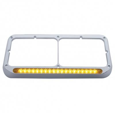 Truck City Chrome & Parts - Chrome Plastic Dual Headlight Bezel W/ 19 Amber Led 12" Reflector Light