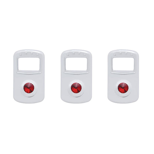 Truck City Chrome & Parts - Chrome Plastic Kenworth/Peterbilt Rocker Switch Cover W/ Diamond - Red