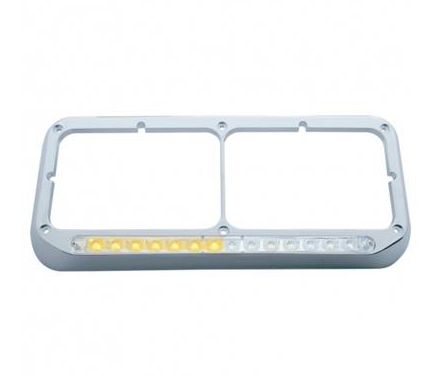 Truck City Chrome & Parts - Rectangular Dual Headlight Bezel With LED Sequential Light Bar