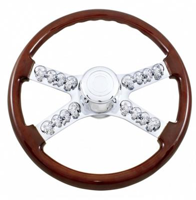 Truck City Chrome & Parts - Steering Wheel 18" Skull With Hub & Horn Kit - International