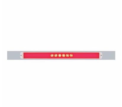 Truck City Chrome & Parts - Chrome Top Mud Flap Plate With 28 LED 17" GloLight Bar - Red LED/Clear