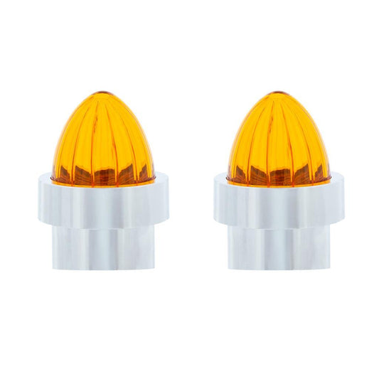Truck City Chrome & Parts - Watermelon Lens Bumper Guide Top w/ Chrome Base - Amber (2 Pack)