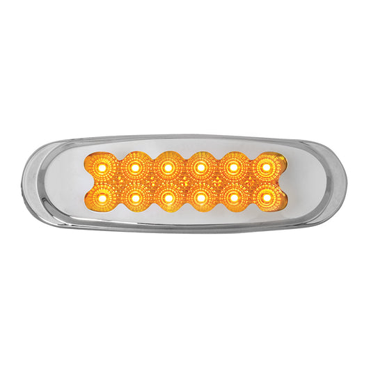 Ultra Thin Spyder 12 LED Marker Light w/ Chrome Plastic Matrix Bezel -DUAL Function- Amber/Amber