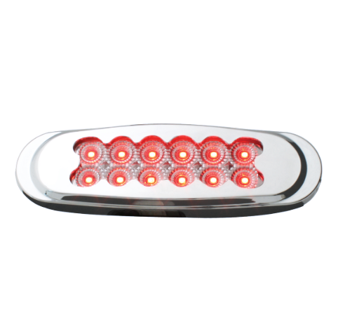 Ultra Thin Spyder Led Marker Light W/ Chrome Plastic Matrix Bezel Red/CLear