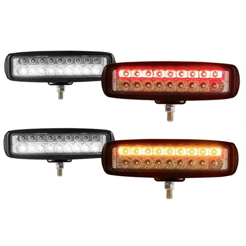 RECTANGULAR DUAL AMBER FUNCTION LED WORK LAMP (18 DIODES | 1320 LUMENS) Work and Fog lights