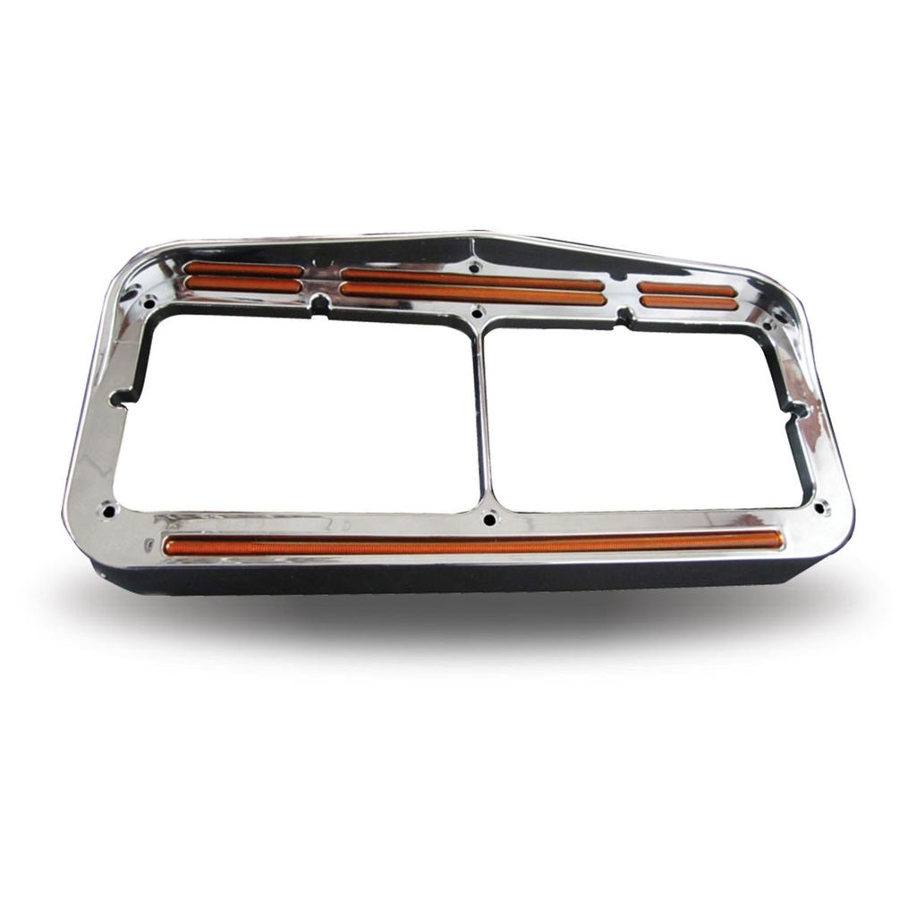 Universal Rectangular Flatline Headlight Bezel - Clear Amber (50 Diodes) - Lighting & Accessories