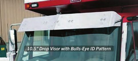 Visor 10.5" w/ 10 Bulls Eye LEDs ID Pattern Fits International 4000/7000/8000 Series 02+ (No Factory Visor)