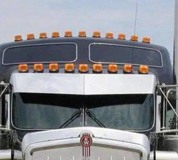 Visor 11" Stainless Steel Kenworth W900 C500 T600 T800 Flat Glass (1998-2006)