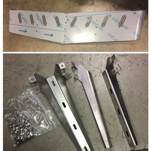 Visor 12" - 14" "V" Style w/ 8 Hidden Light Holes Kenworth T800/T600 Curve Windshield - Stainless Steel