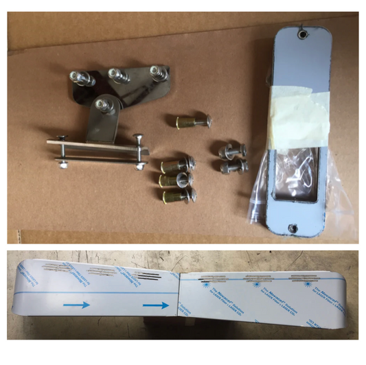 Visor 12” - 9” w/ 6 Hidden Light Holes - Kenworth Flat Windshield T800, T600, T400, T300, W900B, W900L w/ Cab Mounted Mirror Brackets Bowtie - Stainless Steel