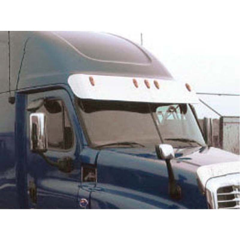 Visor 12" Stainless Steel OEM Light Holes Freightliner Cascadia Raised & Mid Roof (2008-2014)