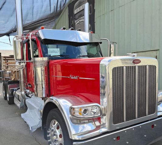 Visor 12" x 15" Stainless Steel Peterbilt 589 Day Cab Only - Bowtie Visor