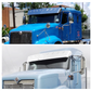 Visor 13.5" - 15.5" w/ 8 Hidden Light Holes, International 9200, 9400, 9300, 9900 Round/Curved Windshields Only - Stainless Steel