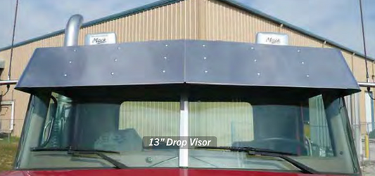 Visor 13" Mack CV,GU,CH,CT,CX (2002-2013) Flat Top, Replaces Factory Fiberglass.