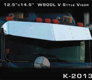 Visor 13" x 15" V-Style Kenworth W900/T800/T600/T660 High-Mid Roof Curved Windshield (1996+)