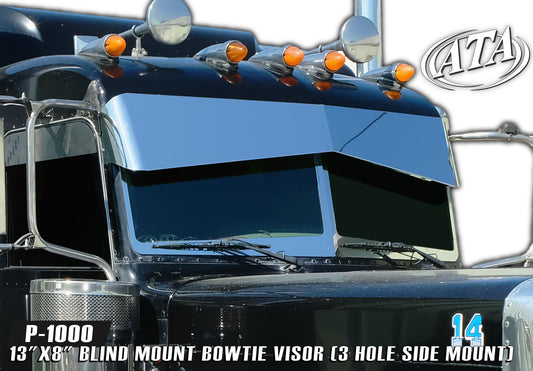 Visor 13" x 8" Bowtie Blind Mount (3 hole side mount) All Standard Peterbilt Ultra Cab