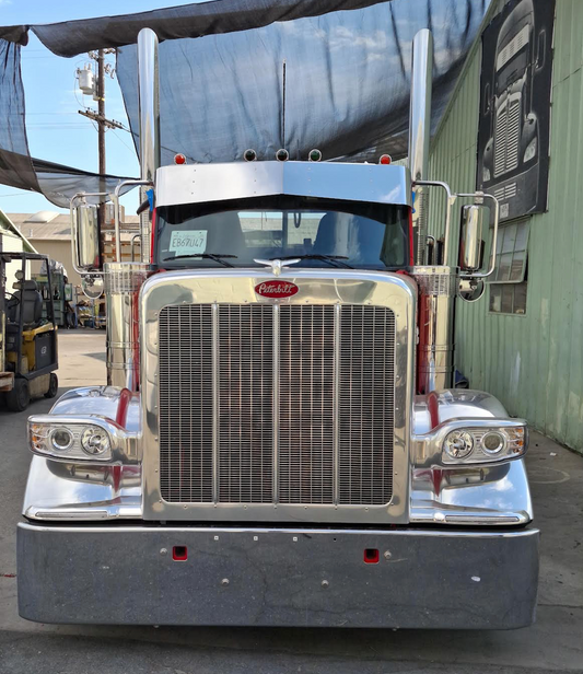 Visor 14" x 11" Stainless Steel Peterbilt 589 Day Cab Only - Bowtie Visor