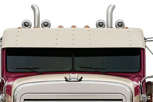 Visor 15" Gangster Stainless Steel 15" Freightliner Fiberglass Flat Top Classic, FLD 120, FLD 112 Cab Mounted Mirrors (1991+)