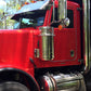 Visor 15" Peterbilt 367, 379, 386, 389 Standard & Ultra Cab w/ Door Mount Mirrors - Stainless Steel