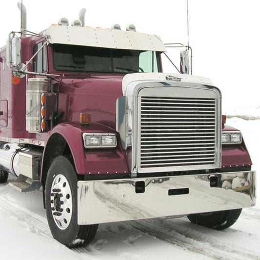 Visor 15" Stainless Steel Gangster Freightliner Fiberglass Flat Top Classic, FLD 120, FLD 112 Door Mounted Mirros (1991+)