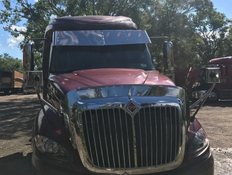 Visor 16" - 14.5" "V" Style w/ 8 Hidden Light Holes, International Prostar High Rise Sleeper - Stainless Steel
