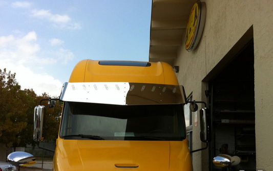 Visor 18" - 20" V Style w/ 10 Hidden Light Holes, Freightliner Century/Columbia/Coronado - Stainless Steel 304 2 Hole Side Mount