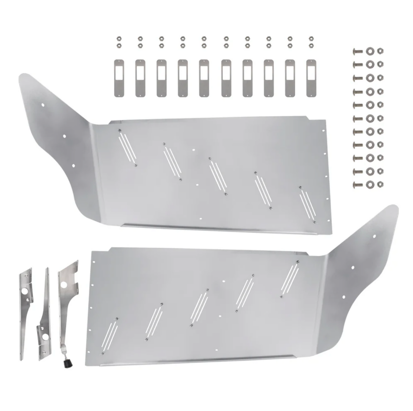 Visor 18" - 20" w/ 10 Hidden Light Holes In "V" Style, Freightliner Century/Columbia/Coronado 3 Hole Side Mount - Stainless Steel