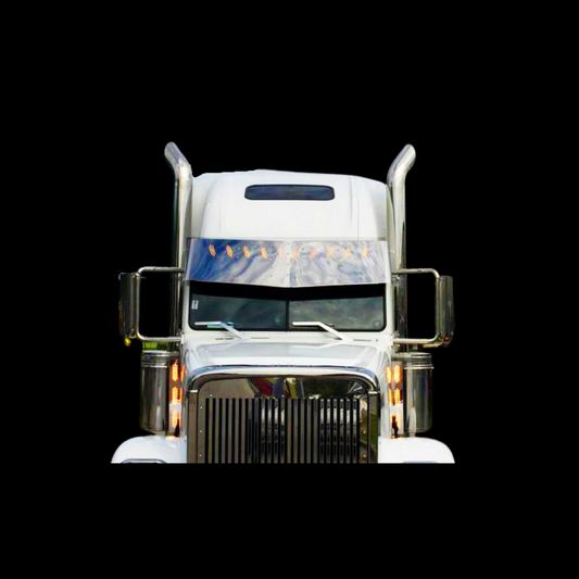 Visor 20" - 18" Freightliner Classic /FLD Condo V-Style 10 Hidden Light Holes