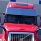 Visor 20" V-Style 8 Hidden Light Holes Volvo VNL High Roof - Stainless Steel