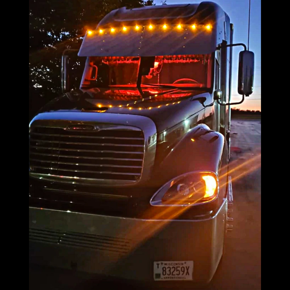 Visor 23" - 22" 3 holes on side Freightliner Columbia/Century Semi V Style With 3/4” (10) Lights Holes With Stainless Steel 304