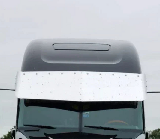 Visor 23" - 22" Freightliner Columbia/Century Semi V Style w/ (10) 3/4” Lights Holes - Stainless Steel 304 - 2 Hole Side Mount